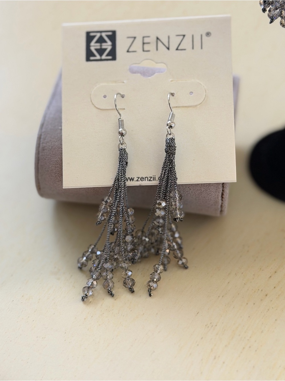 Zenzii Silver beaded Tassel Drop Earrings